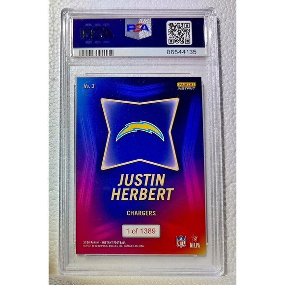 Justin Herbert 2020 Panini NFL Draft Night #3 Rookie Card PSA 10 Gem Mint - Picture 2 of 2
